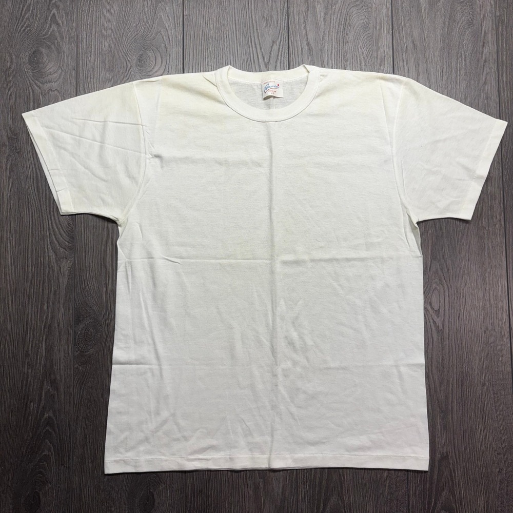 Vintage Penmans Mens Off White Single Stitch Crew Neck T-Shirt Size Large 90s